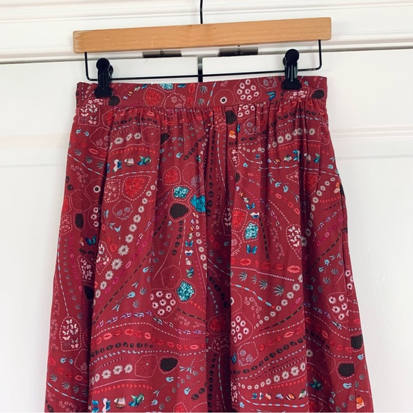 Zadig & Voltaire Joslin Psyche Skirt Lace Trim Artsy Print Midi Slip Size 34 XS - Picture 3 of 7